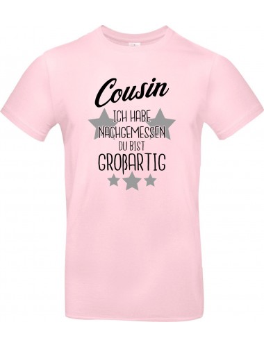 Kinder-Shirt Typo Cousin ich habe nachgemessen du bist Großartig, Familie, rosa, 104