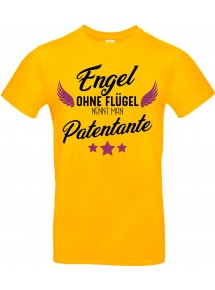 Kinder-Shirt Typo Engel ohne Flügel nennt man Patentante, Familie, gelb, 104
