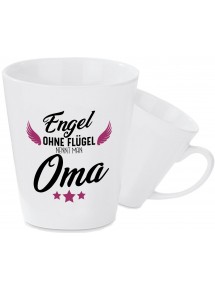 Konische Keramiktasse, Engel ohne Flügel nennt man Oma