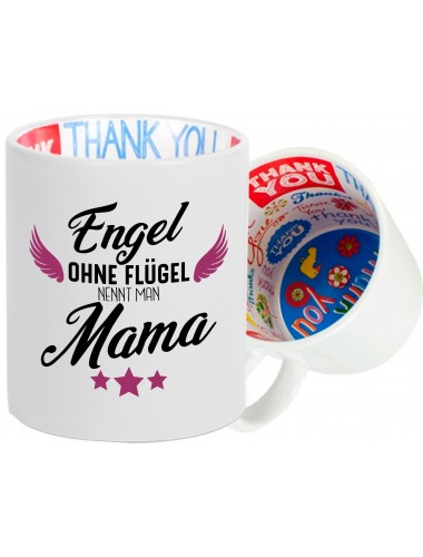 Dankeschön Keramiktasse, Engel ohne Flügel nennt man Mama