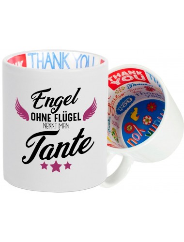 Dankeschön Keramiktasse, Engel ohne Flügel nennt man Tante