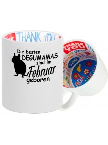 Dankeschön Keramiktasse, Die besten Degumamas sind im Februar geboren Degu Haustier