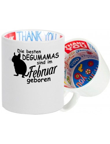 Dankeschön Keramiktasse, Die besten Degumamas sind im Februar geboren Degu Haustier