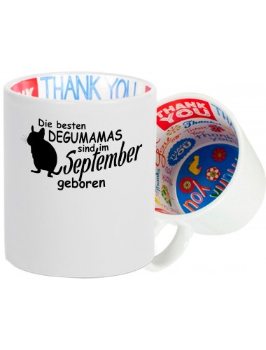 Dankeschön Keramiktasse, Die besten Degumamas sind im September geboren Degu Haustier