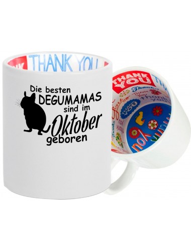 Dankeschön Keramiktasse, Die besten Degumamas sind im Oktober geboren Degu Haustier