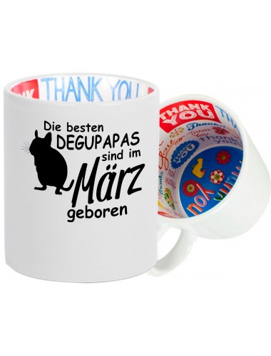 Dankeschön Keramiktasse, Die besten Degupapas sind im März geboren Degu Haustier