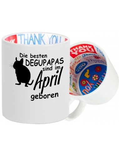 Dankeschön Keramiktasse, Die besten Degupapas sind im April geboren Degu Haustier