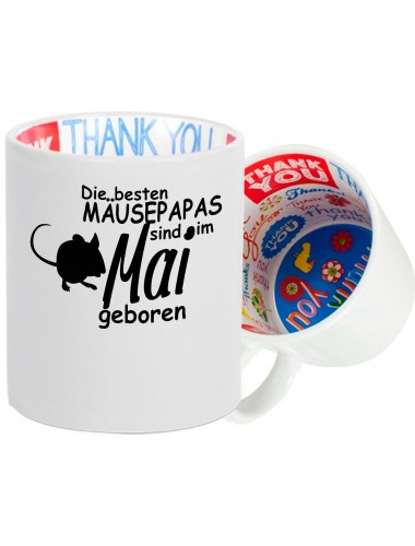 Dankeschön Keramiktasse, Die besten Mäusepapas sind im Mai geboren Maus Farbmaus Haustier