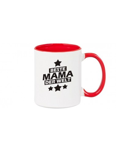 Kaffeepott beidseitig mit Motiv bedruckt beste Mama der Welt, Farbe rot