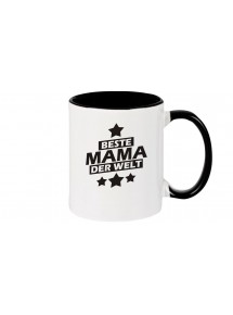 Kaffeepott beidseitig mit Motiv bedruckt beste Mama der Welt, Farbe schwarz