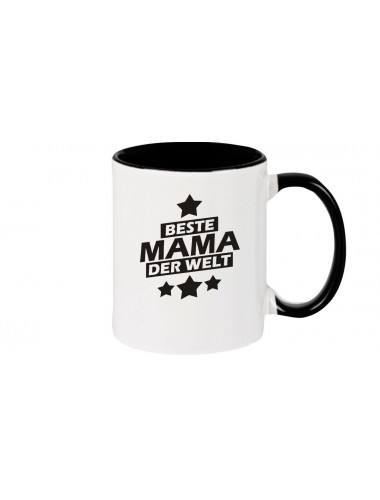 Kaffeepott beidseitig mit Motiv bedruckt beste Mama der Welt, Farbe schwarz