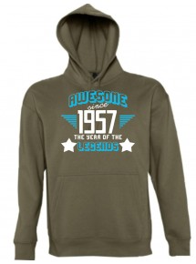 Kapuzen Sweatshirt Awesome since 1957 the Year of the Legends, army, Größe L