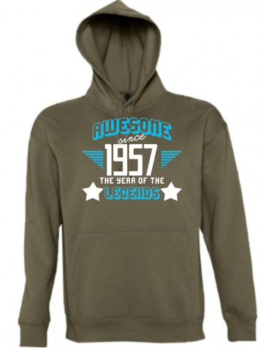 Kapuzen Sweatshirt Awesome since 1957 the Year of the Legends, army, Größe L