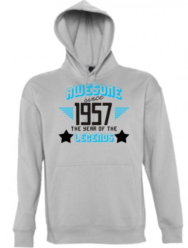 Kapuzen Sweatshirt Awesome since 1957 the Year of the Legends, sportsgrey, Größe L
