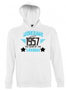 Kapuzen Sweatshirt Awesome since 1957 the Year of the Legends, weiss, Größe L