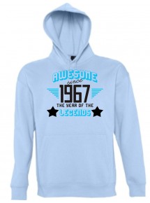 Kapuzen Sweatshirt Awesome since 1967 the Year of the Legends, hellblau, Größe L
