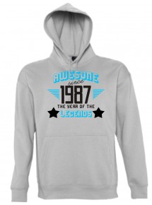 Kapuzen Sweatshirt Awesome since 1987 the Year of the Legends, sportsgrey, Größe L
