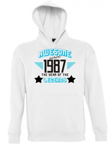 Kapuzen Sweatshirt Awesome since 1987 the Year of the Legends, weiss, Größe L
