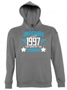 Kapuzen Sweatshirt Awesome since 1997 the Year of the Legends, grau, Größe L