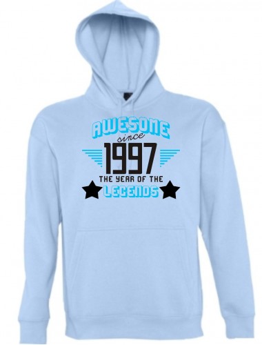 Kapuzen Sweatshirt Awesome since 1997 the Year of the Legends, hellblau, Größe L