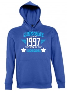 Kapuzen Sweatshirt Awesome since 1997 the Year of the Legends, royal, Größe L
