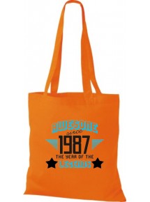 Stoffbeutel Awesome since 1987 the Year of the Legends Farbe orange