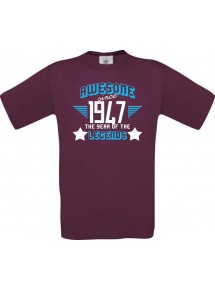 Unisex T-Shirt Awesome since 1947 the Year of the Legends, burgundy, Größe L