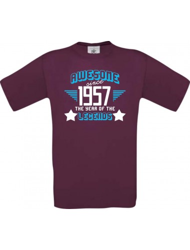 Unisex T-Shirt Awesome since 1957 the Year of the Legends, burgundy, Größe L