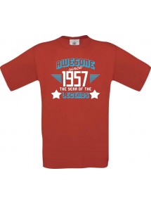 Unisex T-Shirt Awesome since 1957 the Year of the Legends, rot, Größe L