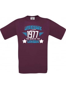 Unisex T-Shirt Awesome since 1977 the Year of the Legends, burgundy, Größe L
