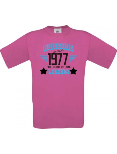 Unisex T-Shirt Awesome since 1977 the Year of the Legends, pink, Größe L