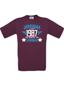 Unisex T-Shirt Awesome since 1987 the Year of the Legends, burgundy, Größe L