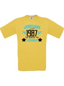 Unisex T-Shirt Awesome since 1987 the Year of the Legends, gelb, Größe L