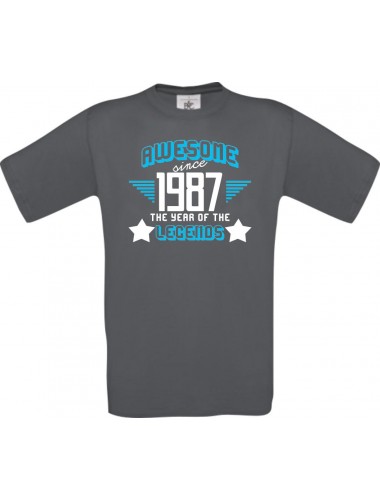 Unisex T-Shirt Awesome since 1987 the Year of the Legends, grau, Größe L