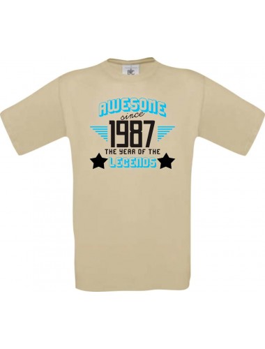 Unisex T-Shirt Awesome since 1987 the Year of the Legends, khaki, Größe L