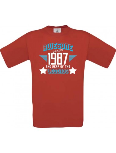 Unisex T-Shirt Awesome since 1987 the Year of the Legends, rot, Größe L
