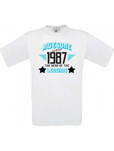 Unisex T-Shirt Awesome since 1987 the Year of the Legends, weiss, Größe L
