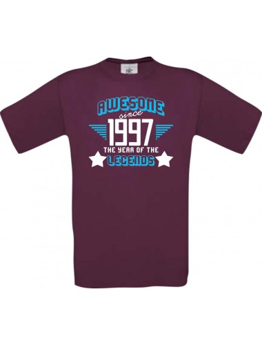 Unisex T-Shirt Awesome since 1997 the Year of the Legends, burgundy, Größe L