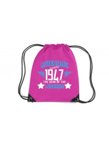 Premium Gymsac Awesome since 1947 the Year of the Legends, fuchsia