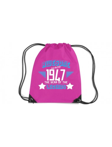 Premium Gymsac Awesome since 1947 the Year of the Legends, fuchsia