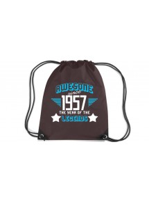 Premium Gymsac Awesome since 1957 the Year of the Legends, chocolate