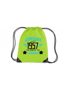Premium Gymsac Awesome since 1957 the Year of the Legends, limegreen