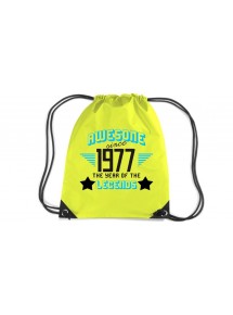 Premium Gymsac Awesome since 1977 the Year of the Legends, fluorescentyellow