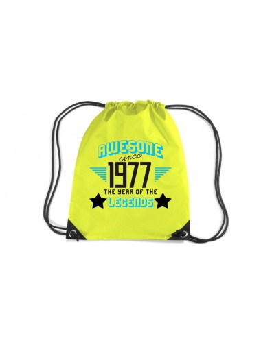 Premium Gymsac Awesome since 1977 the Year of the Legends, fluorescentyellow