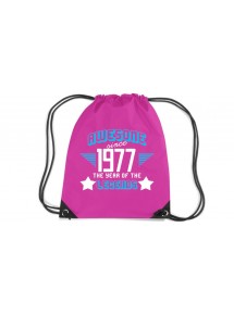 Premium Gymsac Awesome since 1977 the Year of the Legends, fuchsia