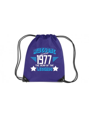 Premium Gymsac Awesome since 1977 the Year of the Legends, purple