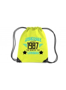 Premium Gymsac Awesome since 1987 the Year of the Legends, fluorescentyellow
