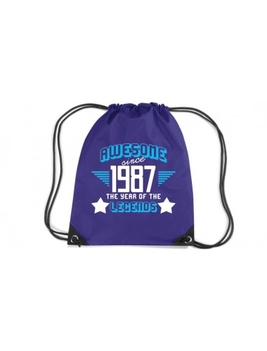 Premium Gymsac Awesome since 1987 the Year of the Legends, purple