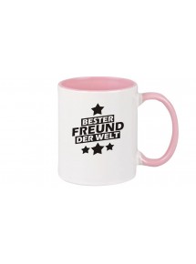 Kaffeepott beidseitig mit Motiv bedruckt bester Freund der Welt, Farbe rosa