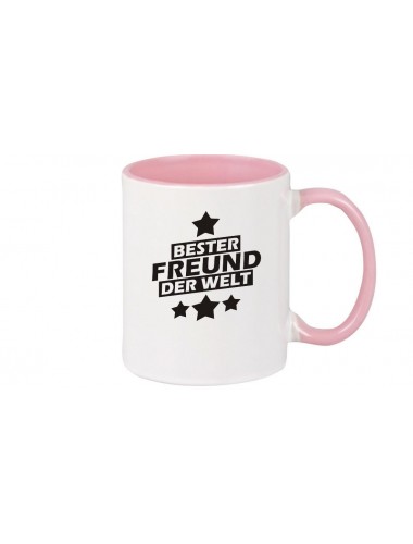 Kaffeepott beidseitig mit Motiv bedruckt bester Freund der Welt, Farbe rosa